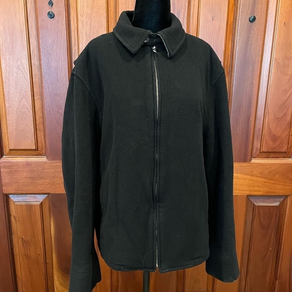 Banana Republic Men Black Jacket Coat Thick Wool Cashmere Nylon Blended Zipped L